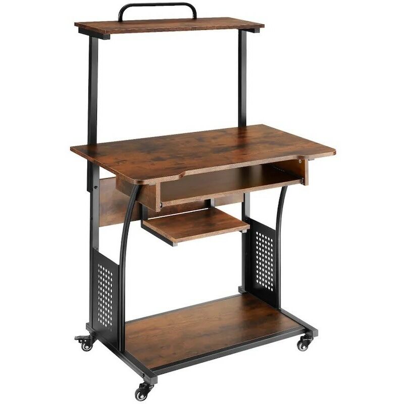 Le Poisson Qui Jardine - Bureau d'ordinateur, style industriel et loft en bois foncé 80x65 cm Le Poisson Qui Jardine - Bureau d'ordinateur, style industriel et loft en bois foncé 80x65 cm