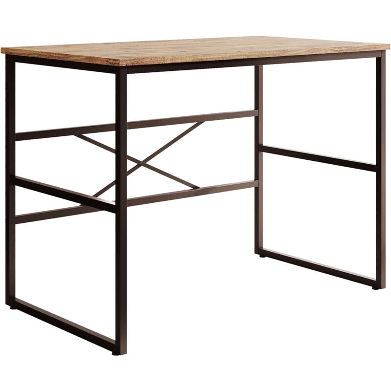 Design Ameublement - Bureau d'ordinateur Table de Bureau Design Industriel Structure Acier Noir mat Melamine 18mm Couleur Pin Atlantique Modèle