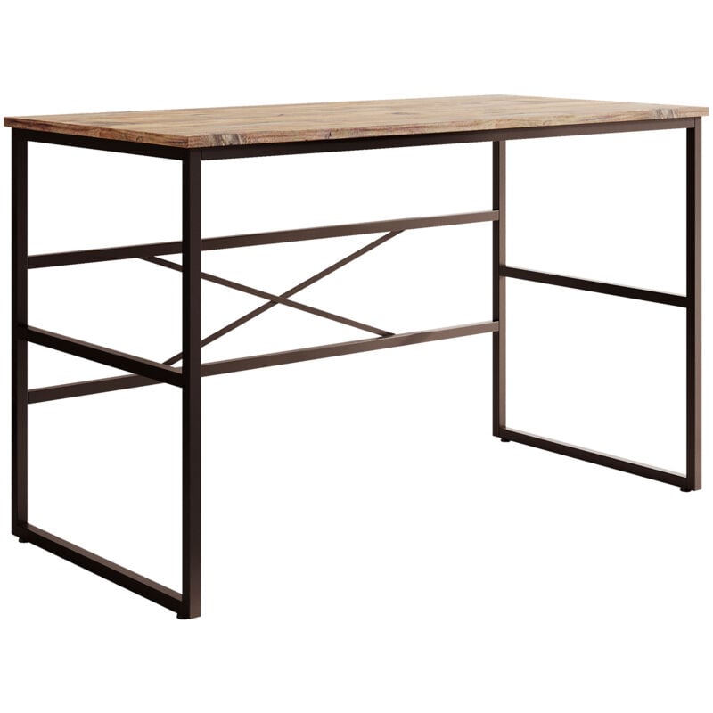 Design Ameublement - Bureau d'ordinateur Table de Bureau Design Industriel Structure Acier Noir mat Melamine 18mm Couleur Pin Atlantique Modèle