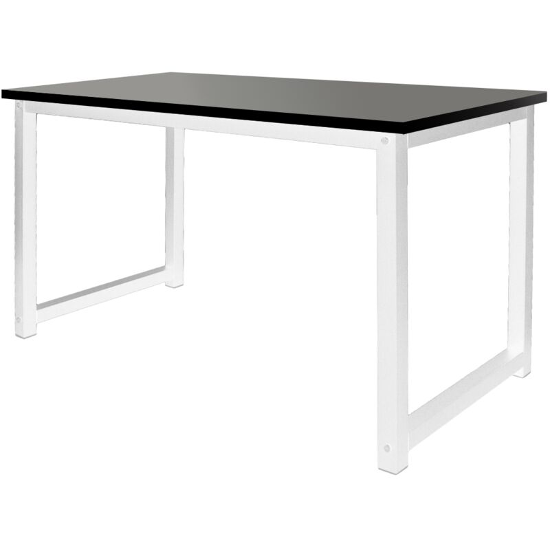 Ml-design - Bureau d'Ordinateur pc, 120 x 60 x 75 cm, Noir/Blanc, Plateau en mdf et Cadre en Métal, Table de Travail Informatique, Bureau d'Étude,