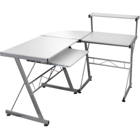 Bureau d'ordinateur-Table de Travail-Bureau d'ordinateur d'angle Blanc 132x112x99 cm Bois ingénierie 450199