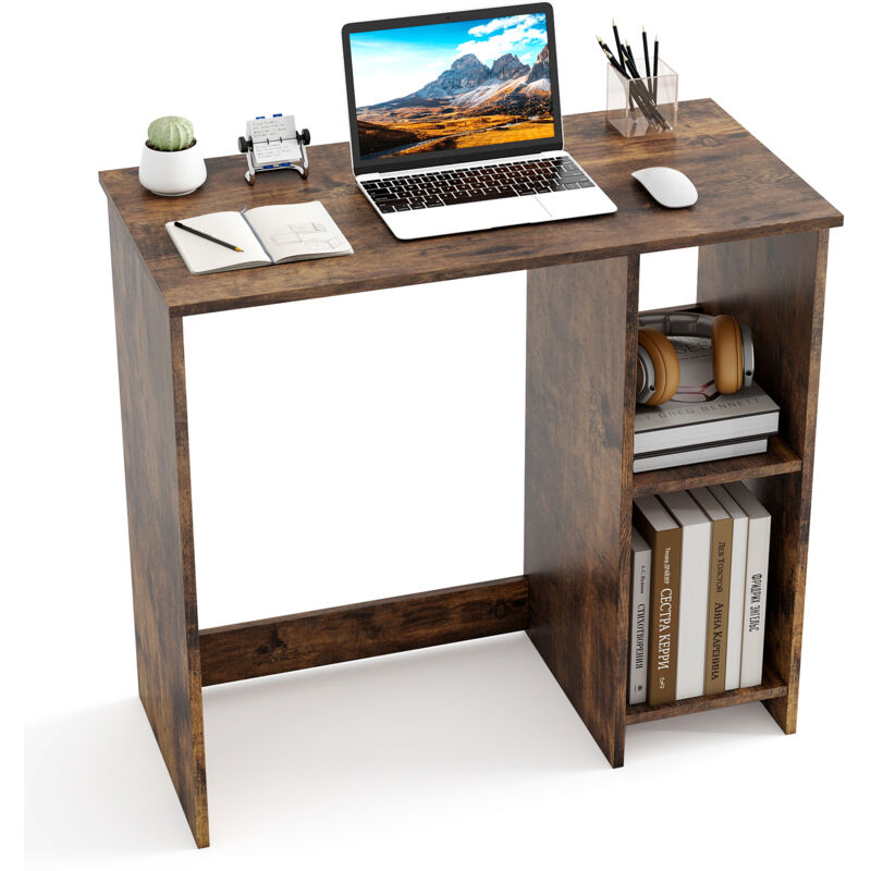 Bureau d'Ordinateur, Table de Travail pour Petit Espace, avec 2 Compartiments, Bureau Moderne Simple, Bureau Informatique, 40 x 80 x74 cm, Marron