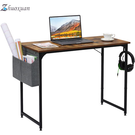 Bureau d'ordinateur, table d'ordinateur avec sac de rangement & crochet, table de bureau, table de travail pour bureau, salon, école