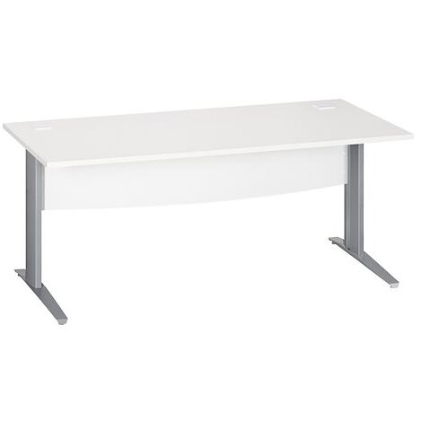 Bureau droit blanc L 180 cm piètement ' L' métal aluminium Essens - Maxiburo