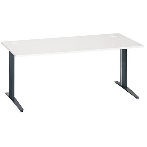 Bureau droit blanc L 180 cm piètement 'L' métal anthracite Essens - Maxiburo