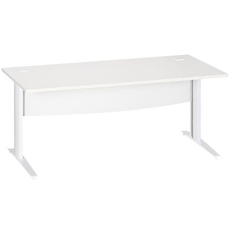 Bureau droit blanc L 180 cm piètement ' L' métal blanc Essens - Maxiburo