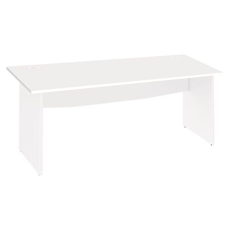 Bureau droit blanc L 180 cm piètement plein blanc Essens - Maxiburo