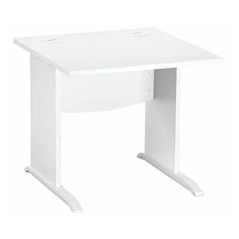 Bureau droit blanc L 80 cm piètement L bois blanc Essens - Maxiburo
