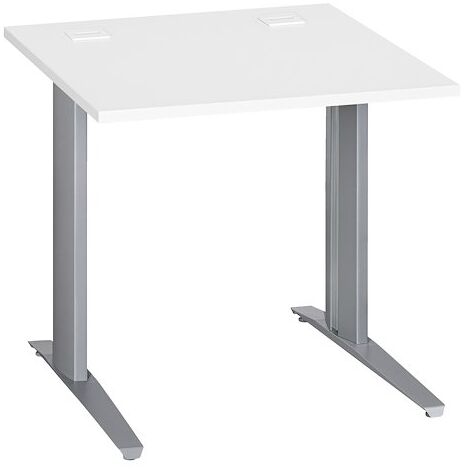 Bureau droit blanc L 80 cm piètement 'L' métal aluminium Essens - Maxiburo