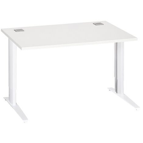 Bureau droit blanc réglable L 120 cm piètement 'L' métal blanc Essens - Maxiburo