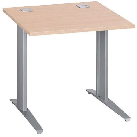 Bureau droit chêne clair L 80 cm piètement métal plus aluminium Essens - Maxiburo