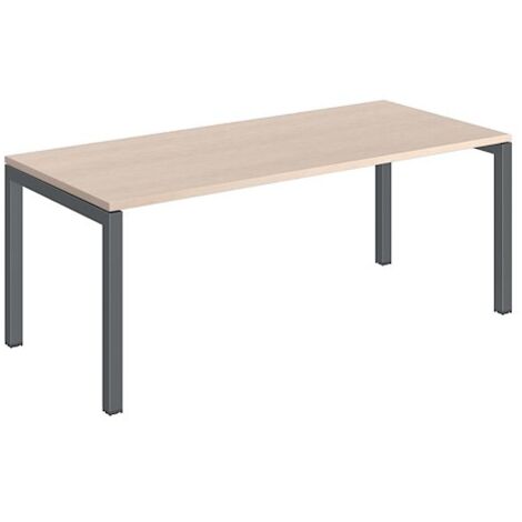Bureau droit chêne clair Teamline L 180 cm - piètement métal anthracite - Maxiburo