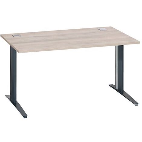 Bureau droit chêne gris L 140 cm piètement métal plus anthracite Essens - Maxiburo