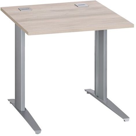 Bureau droit chêne gris L 80 cm piètement métal plus aluminium Essens - Maxiburo