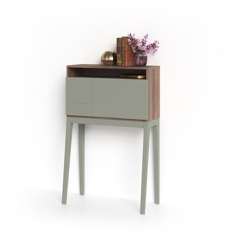 Bureau droit en mélamine blanc avec pieds laqués – Porte pliable – Dimensions 75x30x44cm – Pour espaces réduits – Design élégant – Herdasa