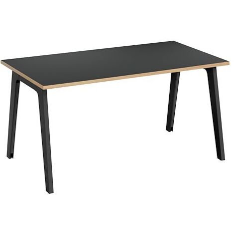 Bureau droit Exprim Carbone chant chêne clair L 140 cm avec goulotte - Maxiburo