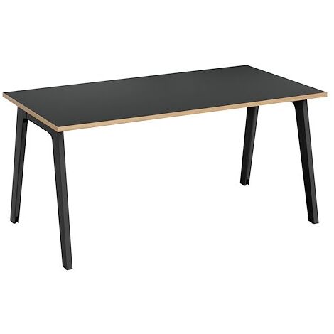 Bureau droit Exprim Carbone chant chêne clair L 160 cm avec goulotte - Maxiburo