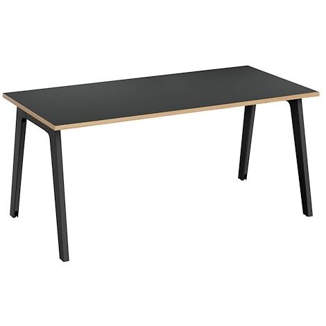 Bureau droit Exprim Carbone chêne clair L 180 cm avec goulotte - Maxiburo