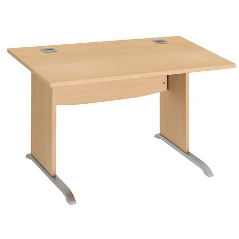 Bureau droit hêtre L 120 cm piètement bois en L Essens - Maxiburo