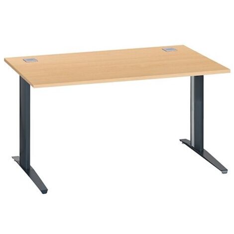 Bureau droit hêtre L 140 cm piètement 'L' métal anthracite Essens - Maxiburo