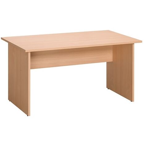 Bureau droit hêtre L 140 cm piétement plein bois - O-line 2 - Maxiburo