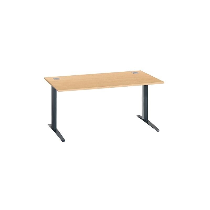 Sans Marque - Bureau droit hêtre l 160 cm piètement 'l' métal anthracite Essens - Maxiburo