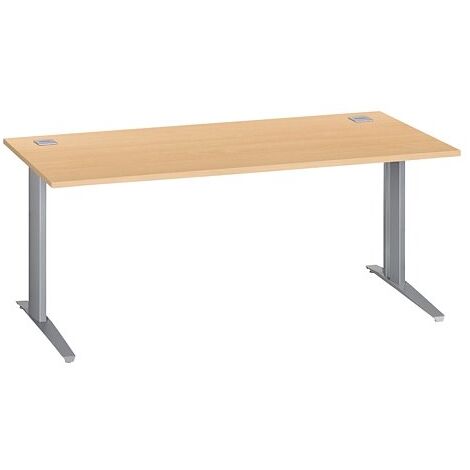 Bureau droit hêtre L 180 cm piètement 'L' métal aluminium Essens - Maxiburo