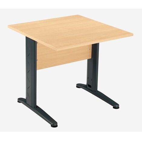 Bureau droit hêtre L 80 cm, piétement L métal - O-line 2 - anthracite - Maxiburo