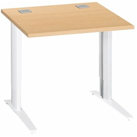 Bureau droit hêtre réglable L 80 cm piètement 'L' métal aluminium Essens - Maxiburo