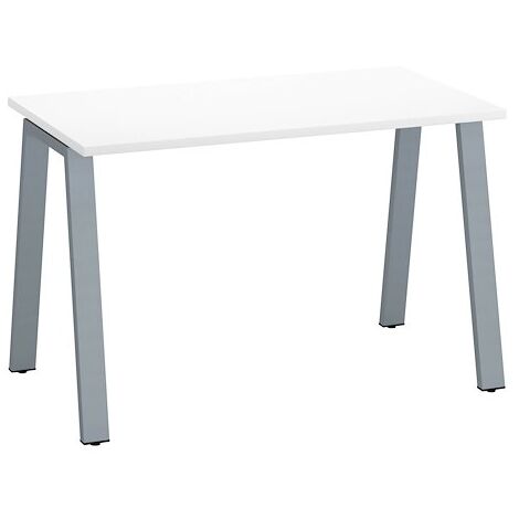 Bureau droit individuel blanc 120 x 60 cm, piétement métal aluminium - Arch - Maxiburo