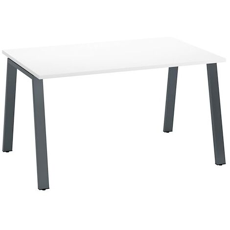 Bureau droit individuel blanc 140 x 80 cm, piétement métal anthracite - Arch - Maxiburo