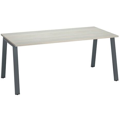 Bureau droit individuel chêne clair 180 x 80 cm, piétement métal anthracite - Arch - Maxiburo