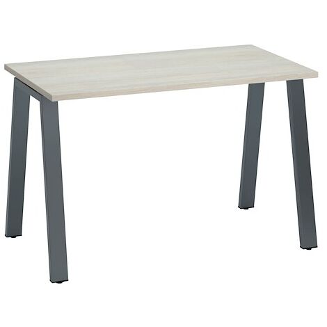 Bureau droit individuel chêne gris 120 x 60 cm, piétement métal anthracite - Arch - Maxiburo