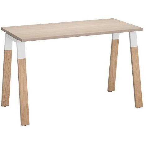 Bureau droit indivuduel L 120 x P 60 cm piétement bois métal chêne clair - Arch - Maxiburo