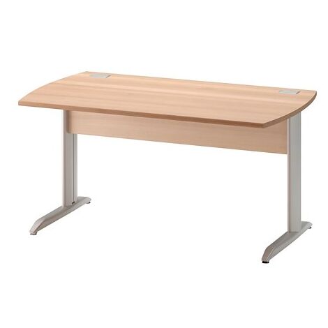 Bureau droit L 140 cm Jazz piètement Métal - Plateau hêtre ambré