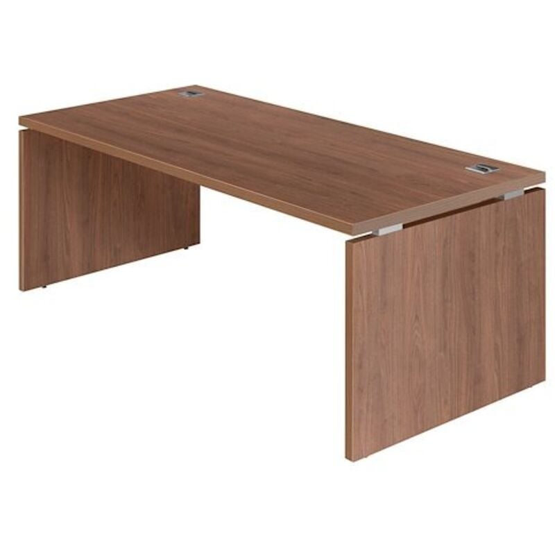 Bureau droit L 180 x P 90 cm, piètement plein bois - Milano - noyer - Maxiburo