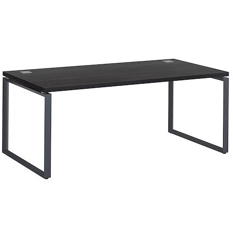Bureau droit noir L 180 x P 90 cm, piètement métal format carré - Milano - piétement anthracite - Maxiburo