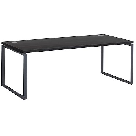 Bureau droit noir L 200 x P 90 cm, piètement métal format carré - Milano - piétement anthracite - Maxiburo