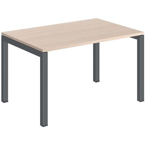Bureau droit plateau chêne clair Teamline L 120 cm - piètement métal anthracite - Maxiburo
