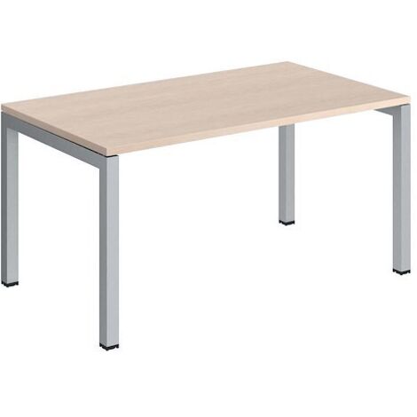 Bureau droit plateau chêne clair Teamline L 140 cm - piètement métal aluminium - Maxiburo