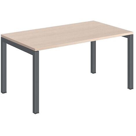 Bureau droit plateau chêne clair Teamline L 140 cm - piètement métal anthracite - Maxiburo