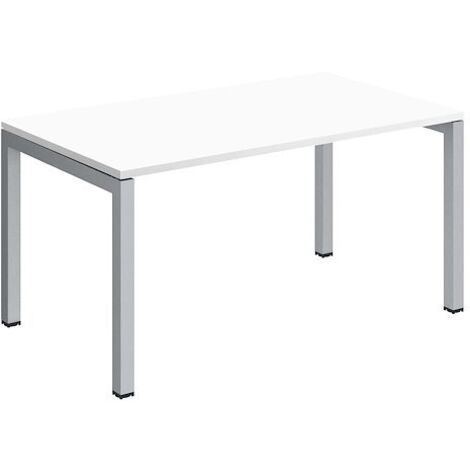 Bureau droit Teamline plateau blanc L 140 cm - piètement métal aluminium - Maxiburo