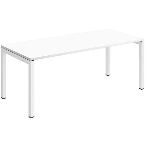 Bureau droit Teamline plateau blanc L 180 cm - piètement métal blanc - Maxiburo