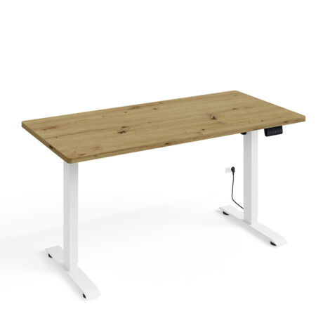 Bureau électrique 140 cm Ergo Bois et Blanc