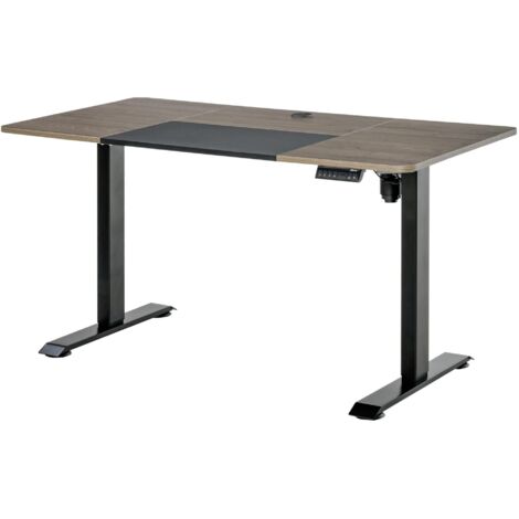 Bureau électrique à hauteur réglable avec 4 touches de mémoire, adapté aux bureaux à domicile, dimensions 140x70x72-116 cm, disponible en noir et teck.