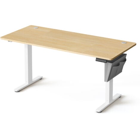 SONGMICS Bureau Électrique Assis-Debout, Bureau Réglable en Hauteur, 70 x 160 x (72-120) cm, 4 Hauteurs Mémorisables, Pochette de Rangement, pour Bureau, Marron