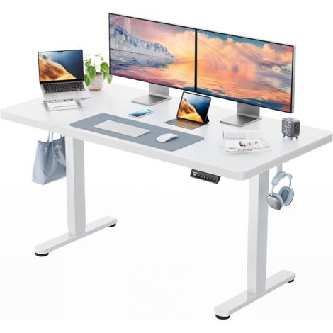 Bureau Électrique Assis-Debout Règlable en Hauteur 140x80 cm - Plateau 25 mm avec Moteur Sans Balais, Ergonomique pour Bureau à Domicile (Montage Facile)