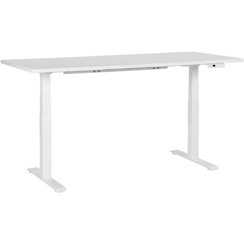 Beliani - Bureau Électrique Hauteur Réglable Design Moderne Pieds Carrés 180 x 80 cm Plateau et Cadre Acier Blanc destines