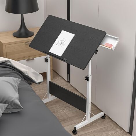Bureau Électrique Réglable en Hauteur (66-88cm) - Table Pliable Ergonomique avec Tiroir, Roulettes 360°  Design Modulable pour Canapé/Chambre/Bureau (80x40cm) - Idéal Télétravail & Petits Espaces Pari