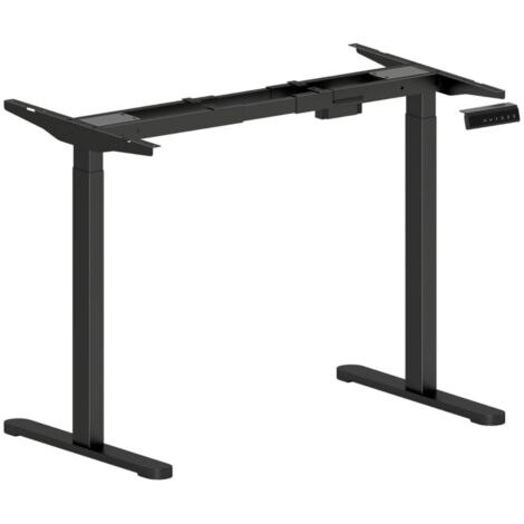 Bureau électrique réglable en hauteur avec cadre 2 moteurs 3 mémoires pieds silencieux protection anti collision couleur noir pour une ergonomie parfaite